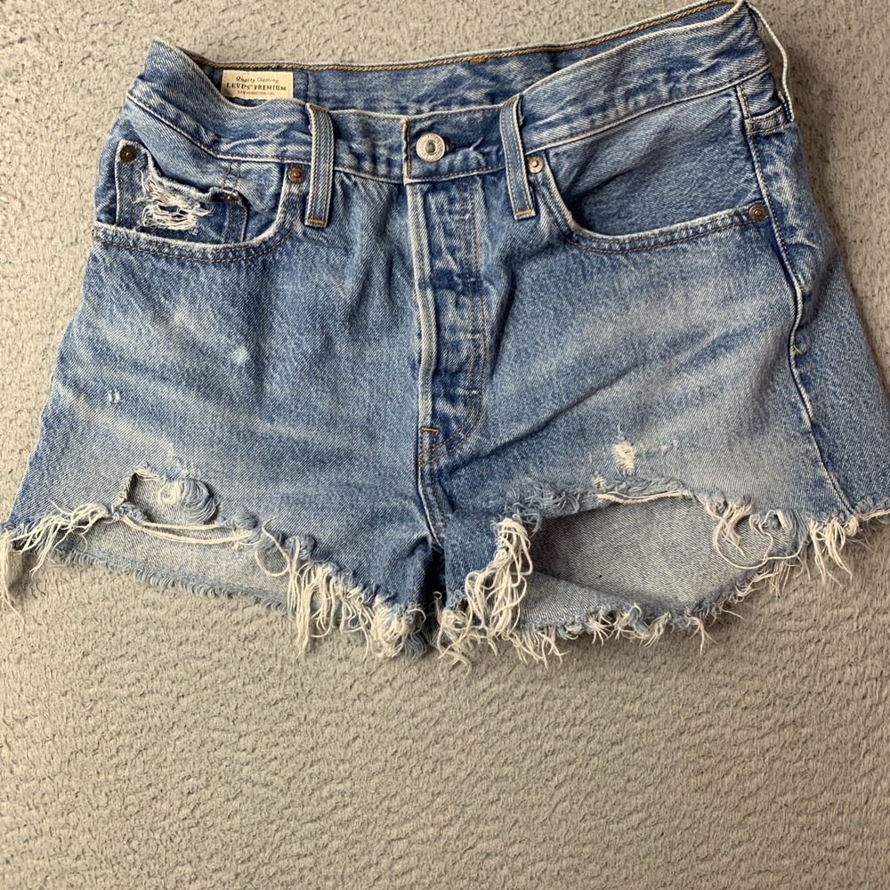 Levi's Premium 501 Original High Rise Factory Cutoff Shorts 30 Measured.